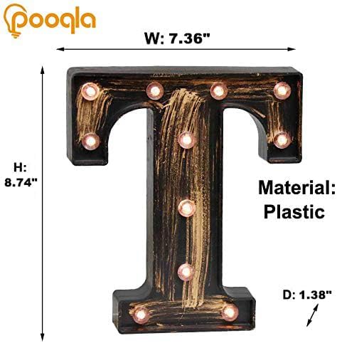 Pooqla Vintage Light Up Marquee Letters with Lights – Illuminated Industrial Style Lighted Alphabet Letter Signs - Coffee Bar Apartment Bedroom Wall Home Initials Decor A-Z - Image 4