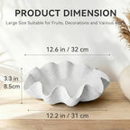 Scalloped Decorative Bowl Home Decor, 12.6" Shell Ruffle Fruit Bowl - Image 3