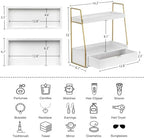 2-Tier Bathroom Countertop Organizer with Drawer, Wood Vanity Shelf White - Image 6