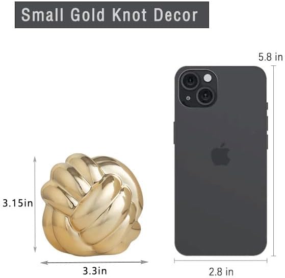 Small Gold Knot Decor, Chain Link Decor, Coffee Table Decor, Book Shelf Decor, Entry Table Decor, Aesthetic Minimalist Decorative Objects for Modern Home Living Room, Desk Decor for Office (Golden) - Image 3