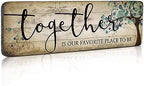 Family Art Decor Inspirational Quotes Wall Hanging Sign - Together is Our Favorite Place to Be - Motivational Home Art Decor Wood Plaque Sign 16"x5" by SACSMARTENARTS