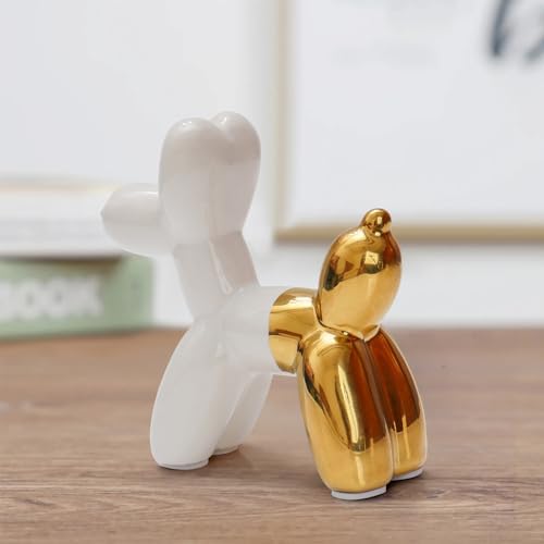 Notakia Gold Balloon Dog Figurine Ceramic Statue Modern Home Decor Accent - Image 3