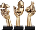 3 Pcs Thinker Small Statue Set - Black Gold Home Decor Abstract Art Figurines for Shelves, Living Room Coffee Table, Office Desktop (3 Pcs Gold, 6") by oliruim