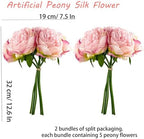 2 Bouquet 10Heads Artificial Fake Peony Flowers Silk Faux Flower for Home Office Party Wedding Decorations - Image 3