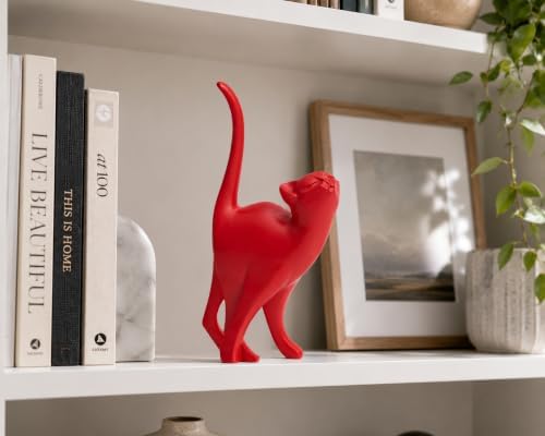 7 Inch Red Proud Cat Statue - Image 5