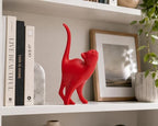 7 Inch Red Proud Cat Statue - Image 5