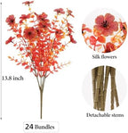 24 Bundles Artificial Fall Flowers Outdoor UV Resistant Fake Mums Bulk Outdoor Faux Mums Plants Plastic Flower Decorations for Home Garden Porch Hanging Planter Vase Autumn Decor Outside, Orange - Image 2