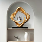 Modern Abstract Art Sculpture Gold Resin Statue with Crystal Ball - Image 4