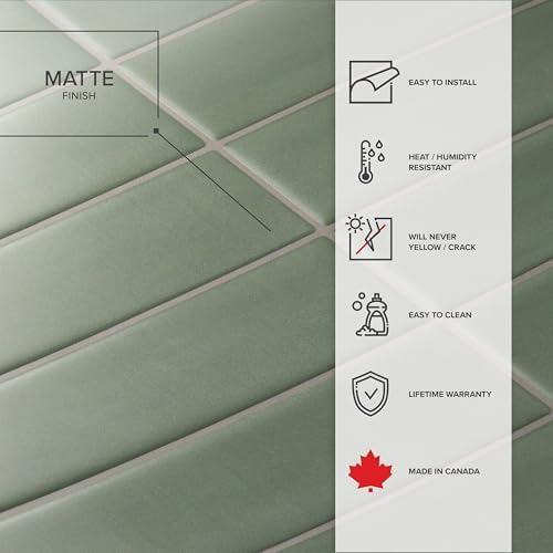 Smart Tiles Peel and Stick backsplash, Stacked Olive Green, 11.43"x9" - Image 5