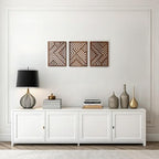 qmmp Modern Wooden Wall Sculptures - Set of 3 - Home Decor Accent - Large Wall Art for Living Room, Bedroom, Office - Easy Installation (Walnut, Medium - Direction) by qmmp