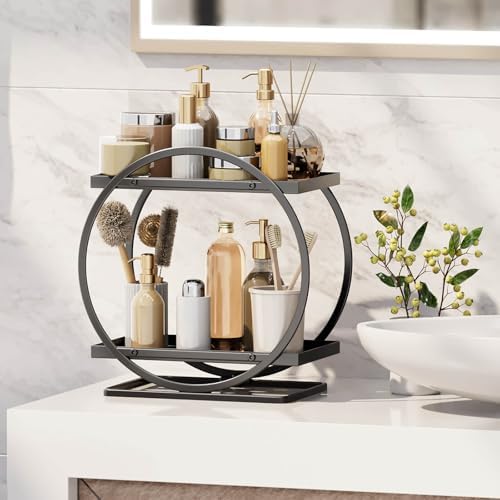 Bathroom Counter Organizer, 2-Tier Black Perfume Organizer Dresser - Image 3
