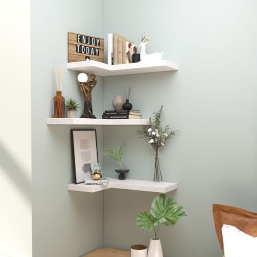 Floating Corner Shelves Wall Mounted with Invisible Brackets Set of 3 - Image 2
