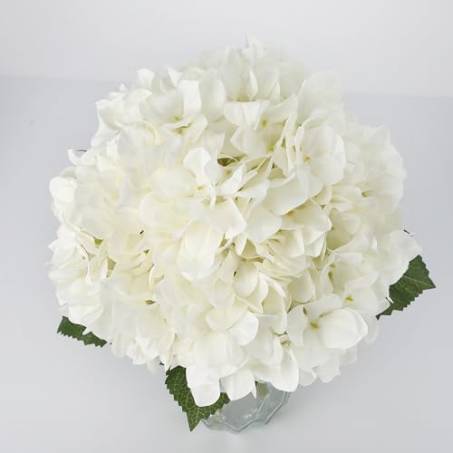 Garvee Artificial White Hydrangea Flowers Arrangement with Vase, 6 PCS Silk Hydrangea Bouquet Centerpiece with Faux Water, Realistic Fake Flowers for Table Centerpiece, Home, Office, Wedding Decor - Image 7