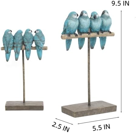 Braxio Bird Figurines Home Decor – Resin Tabletop Blue Bird Decor for Shelf Table Desk Modern Decorative Accent for Living Room Bedroom Office 5.5 x 2.5 x 9.5 Inch - Image 5