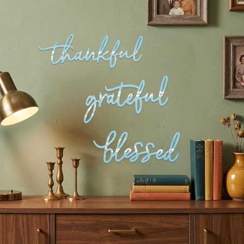 3 Pieces Thankful Grateful Blessed Letter Sign Metal Wall Decor - Image 4
