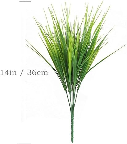 CATTREE Artificial Shrubs Bushes, Plastic Wheat Grass Green Leaves Fake Plants for Indoor Outdoor Home Garden Verandah Kitchen Office Wedding Arrangements Christmas Decoration 8 Pack - Image 2