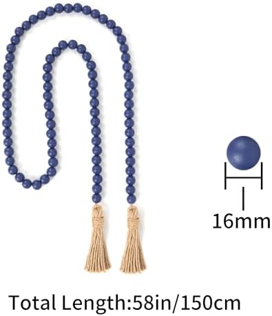 RAMIRABI 58in Wood Bead Garland, Farmhouse Rustic Country Decor, Navy Blue - Image 7