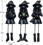 Dlfghos Halloween Decor Witch Figurines Set of 3, Halloween Indoor Decorations Witch Decor Resin Witch Statue for Table Desk Bookshelf Mantel Tiered Tray Spooky Halloween Decor Witch Gifts - Image 6