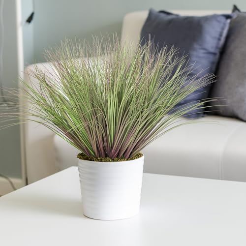 Ttranewsoo Artificial Purple Fountain Grass for Outdoor Planters, 24 Pcs 16.5 Inch Purple Green Faux Fall Grass, Artificial Plants and Greenery for Porch Pots, Patio and Seasonal Home Decor - Image 6