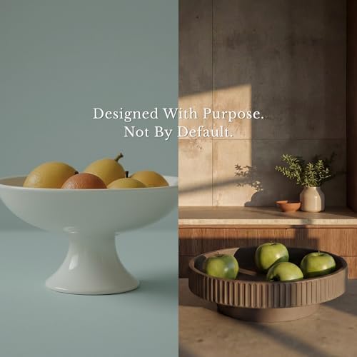 JUPTR Concrete Fruit Bowl (12") – Shallow Fluted Pedestal Decorative Centerpiece Bowl for Table, Entryway Catch-All & Modern Home Decor – Heavyweight Stone Bowl (Charcoal) - Image 6