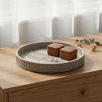 12in Decorative Tray for Coffee Table Tray Decor, Gray 100% Solid Concrete Decorative Round Tray for Kitchen, Living Room, Home Decor - Image 2