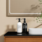 MOMEEMO Glass Soap Dispenser with Stainless Steel Pump, Black & White - Image 5