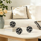 Kesywale 3.3 Inch Decorative Spheres Set of 3, Metal Band Decorative Balls Orbs Metal Spheres Home Decor Accents Dining Table Centerpieces for Living Room Bedroom Kitchen Office Coffee Table (Black) - Image 3