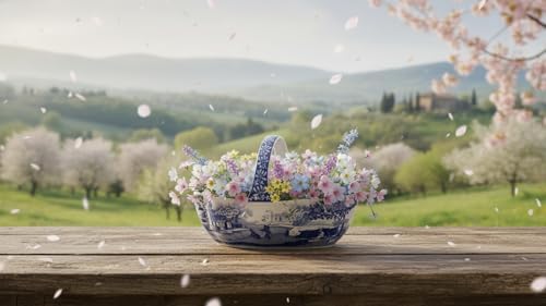 Spode Blue Italian Porcelain Handled Basket with Chip-Resistant Glaze - 6 Inch Decorative Serving Dish for Holiday Gift Giving, Hostess Presentation, Seasonal Table Accents - Image 2