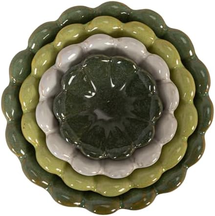 Creative Co-Op 4-Piece Stoneware Reactive Glaze Flower Shaped Bowl Set, Multicolor - Image 6