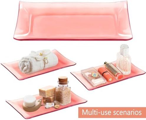 Haturi Bathroom Accessories Set, 4 Pcs Pink Glass Bathroom Accessories Sets Complete w/Lotion Soap Dispenser, Toothbrush Holder, Apothecary Jar, Vanity Tray, Bathroom Decor, Gift for Home Apartment - Image 4