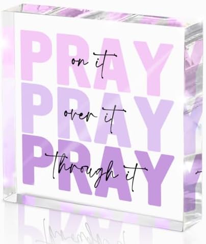 Purple Acrylic Sign 4x4, Desk Accessories for Women, Christian Room Decor by MUZRUYOU