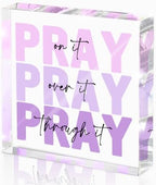 Purple Acrylic Sign 4x4, Desk Accessories for Women, Christian Room Decor by MUZRUYOU