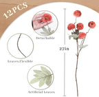 INQCMY 12 Pcs Artificial Mums with Long Stems 20 Inch Faux Flowers for Vase - Image 3