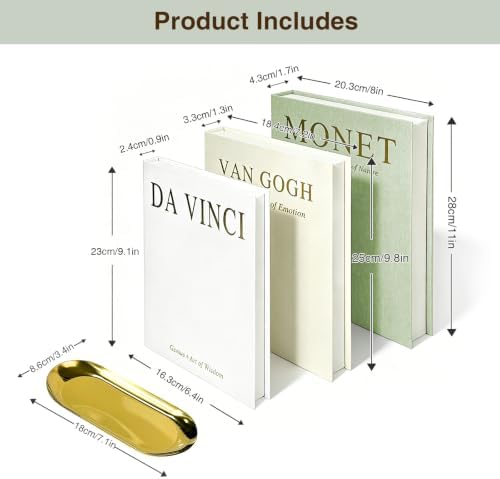 Teyomi Set of 3 Artistic Decorative Books for Home Decor with Gold Tray - Image 2