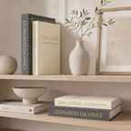 MAOBUYOU Decorative Storage Books Set of 2, Linen Cover, Gold Letters, Beige and Dark gray - Image 3