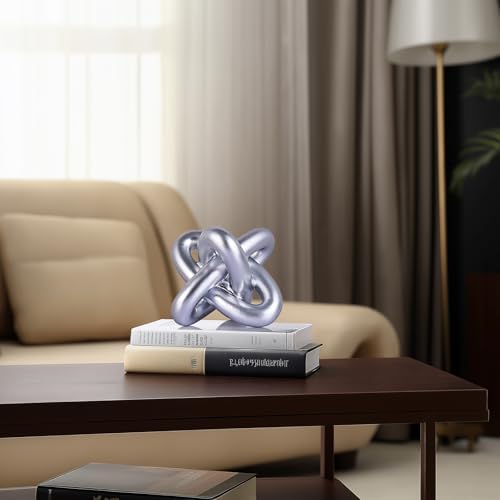 Silver Knot Sculpture, Three Knot Sculpture Silver Home Decor Accent, Suitable for Rustic Style Coffee Tables, Living Room Dining Tables, entryway Shelves, and Small Decorations. - Image 5