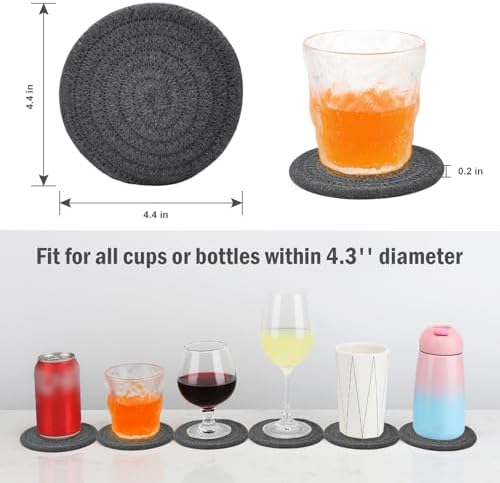 Woven Drink Coasters with Holder, Coasters for Drinks Set of 10 - Image 2