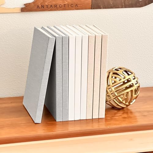 Decorative Linen Book Set – Set of 3 Extra Large Real Books | Coffee Table & Shelf Mantle Decor | Modern Home Decoration | Guest Book Journals [Cream/Natural] - Image 5