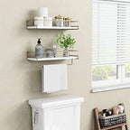 Forbena Floating Bathroom Shelves Wall Mounted, White and Gold Wall Shelf - Image 4