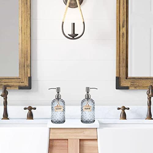 16oz Diamond Pattern Glass Soap Dispenser with Rust Resistant Pump - Image 6