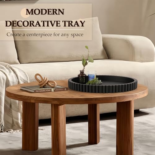 Oval Tray for Coffee Table Decor, 15" Concrete Coffee Table Tray, Black - Image 2
