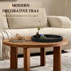 Oval Tray for Coffee Table Decor, 15" Concrete Coffee Table Tray, Black - Image 2
