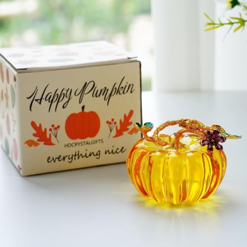 2.5'' Hand Blown Glass Pumpkin Figurines Harvest Fall Thanksgiving Decor - Image 5