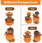Fall Decorations for Home, Highland Cow Pumpkins Statues Cute Figurines - Image 3