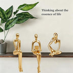 Prettidecor Gold Home Decor Thinker Statue Accents, Set of 3 Thinker Sculptures Office Decor Modern Abstract Resin Decoration on Shelf Table Desk for Living Room Office Bedroom (Small Gold) - Image 4