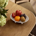 Three-Leg Ceramic Fruit Bowl, 10 Inch Oval Serving Dish for Kitchen Counter, Candy or Key Holder, Home Decor Accent White - Image 4