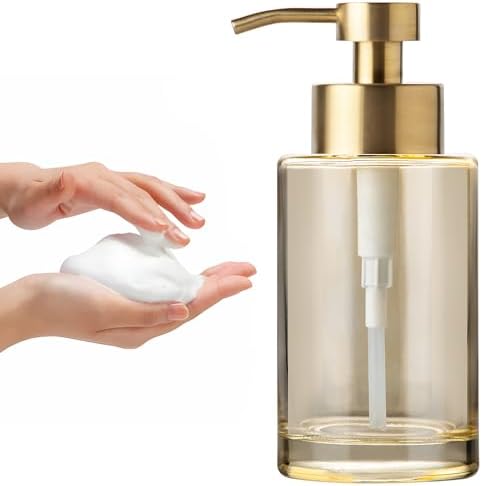 Enra Gold Foaming Soap Dispenser, Thick Glass Bathroom Hand Soap Dispenser by Enra