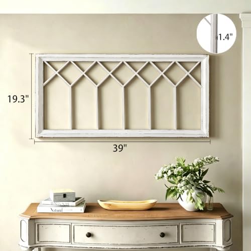 Sintosin Rustic Window Frame Wall Decor 19 X 39 Inches, Distressed White - Image 2