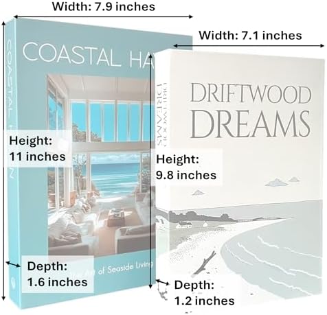Decorative Faux Book Storage Box 2-Pack with Magnetic Close for Living Room Decor, Room Decor Aesthetic, Shelf Decor - Coastal Style Fake Book for Coffee Table - Image 2