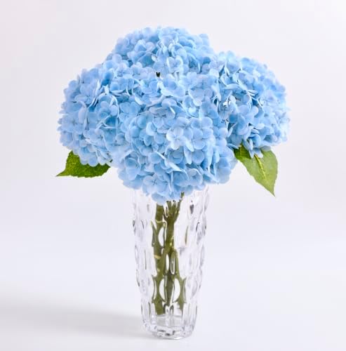 6 PCS Blue Hydrangea Artificial Flowers, Latex UV Resistant Fake Flowers by Unknown